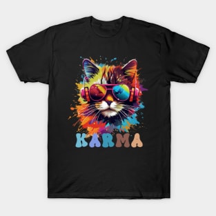 Cute Funny Cat Lover Heart Shape Karma T-Shirt